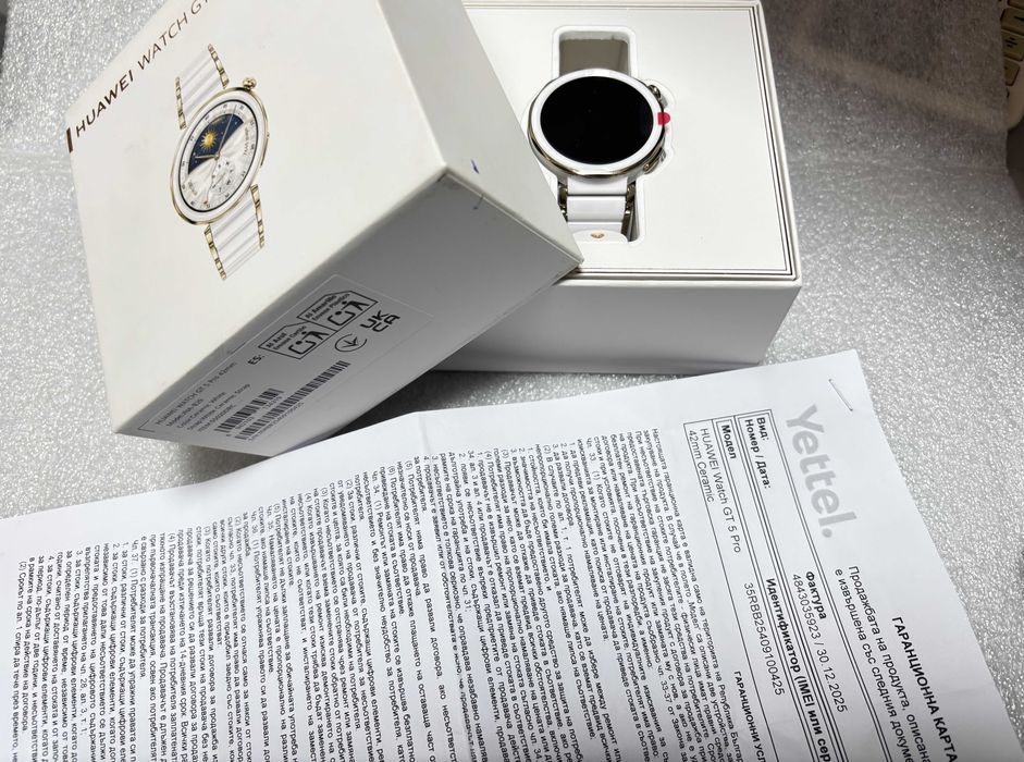 НОВ!!! Смарт часовник Huawei Watch GT5 Pro,1.32'',42 mm, Ceramic White
