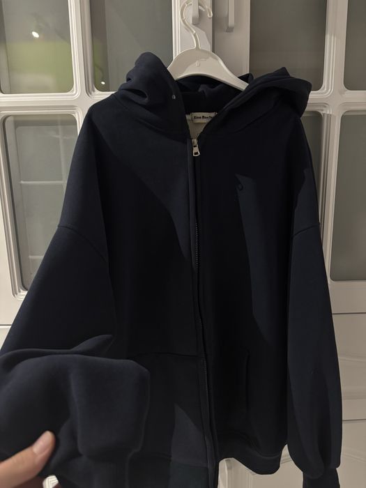 зип худи синего цвета , теплая