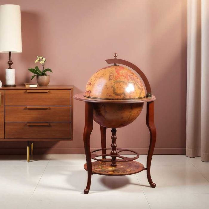 Нов - Голям Глобус Луксозен Мини Бар - Поставка за Бутилка  - Юбилей!