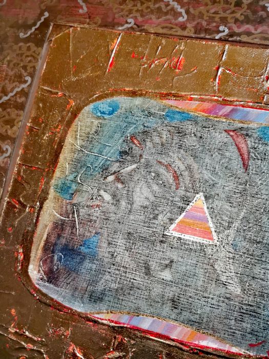 Антикварна картина масло платно смесена техника дърво орех Н.Певичаров