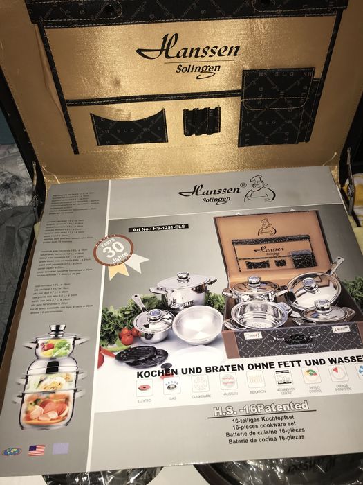 Set de gatit inox + capac inox 16buc. Hanssen Solingen