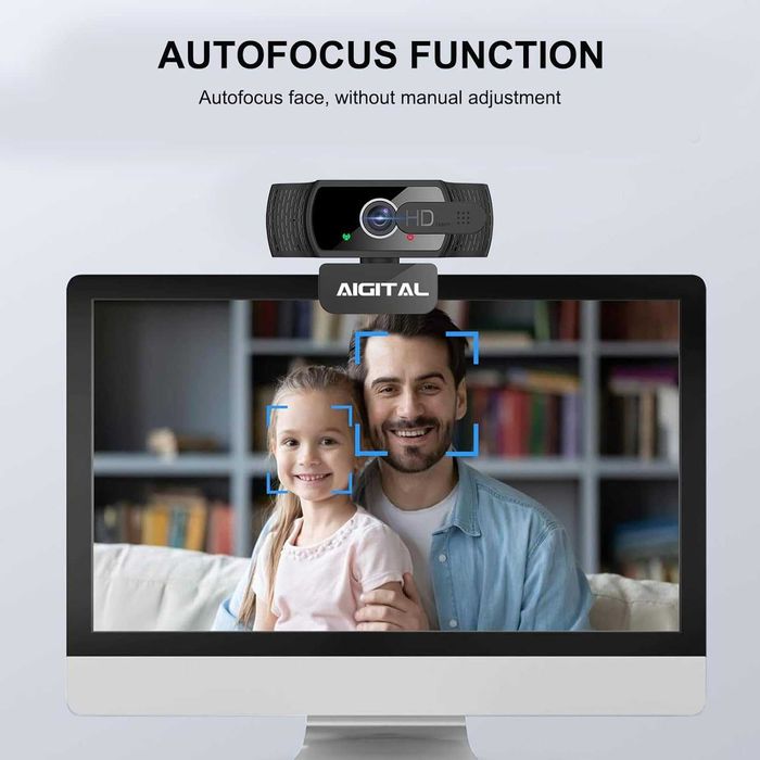 Уеб камера за компютър с микрофон и статив, 1080P FHD