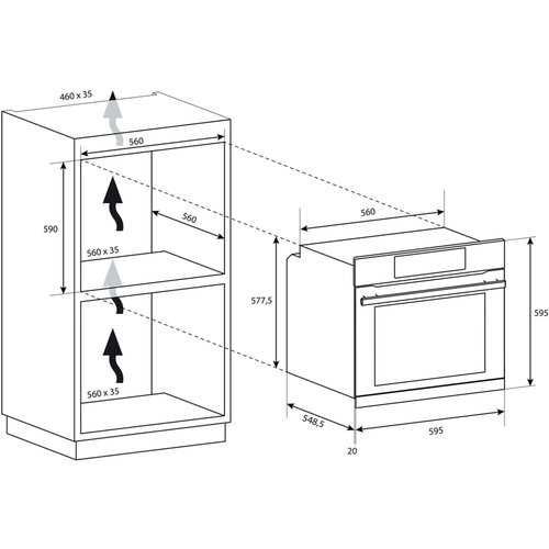 Нова фурна за вграждане Кенди/Candy 70 литра
