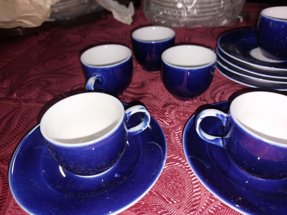 Set 6 ceșcuțe cafea ceramică cu farfurioare – Indigo