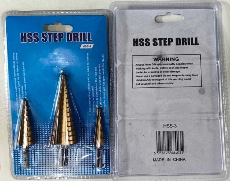 ШОК ЦЕНА!!! Конусни Стъпаловидни Свредла 3 броя Комплект 4-32мм.