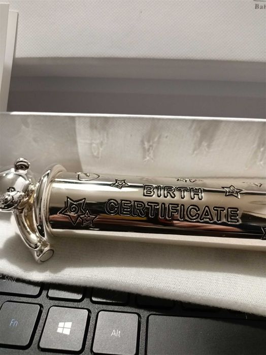 Suport Certificat de nastere argintat Twinkle