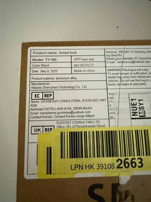 Yala smart, incuietoare inteligenta IRONZON TY190 tuya