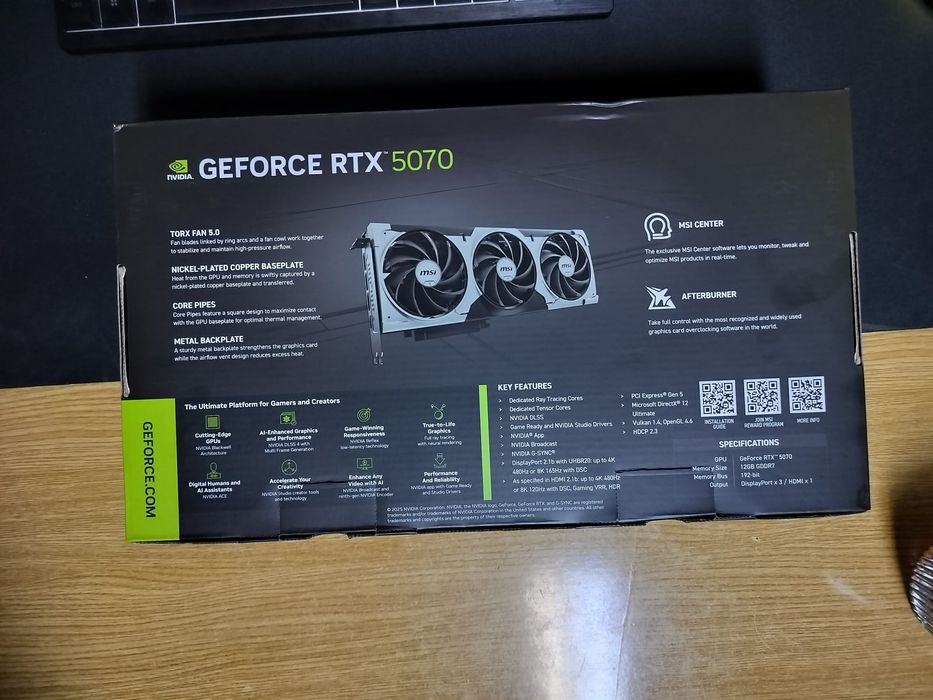 Placă video MSI RTX 5070 Sigilată