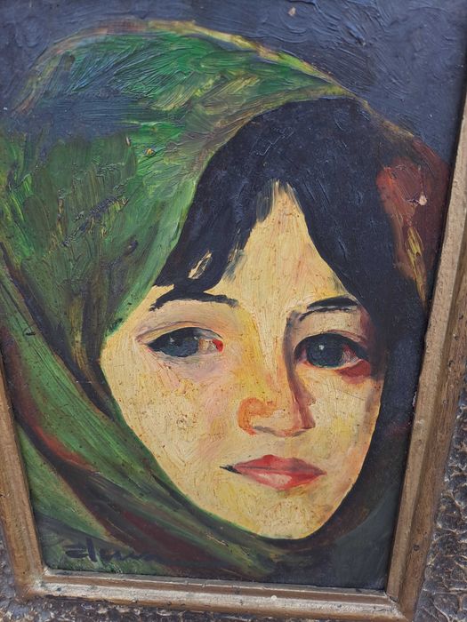 tablou vechi pictura pe pfl 32/41 cm semnat