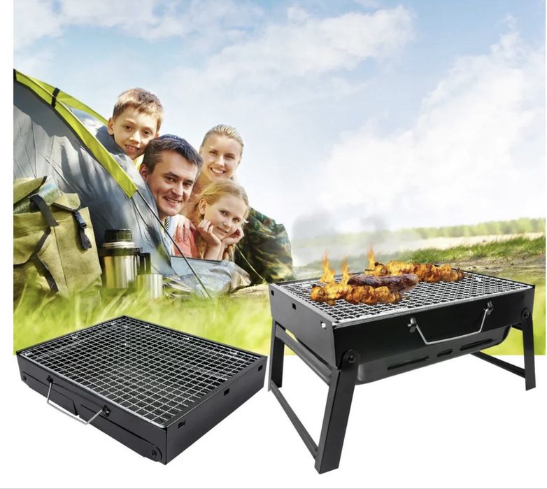 Gratar inox portabil si pliabil Camping 35 x 27 cm NOU