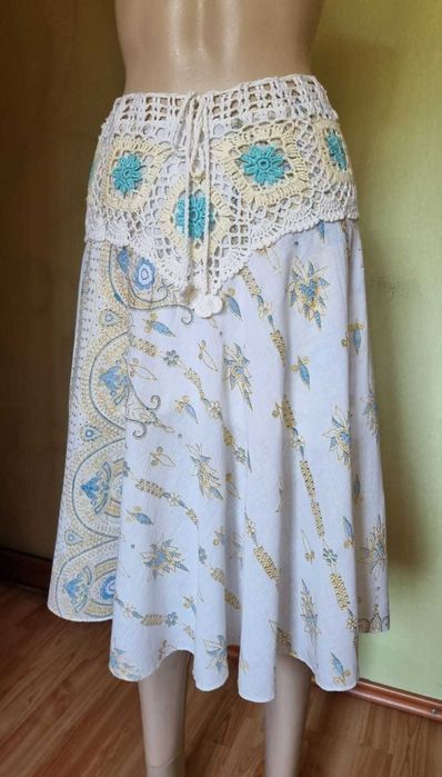Fusta midi bumbac 100%, dublura de bumbac, talie crosetata, marime universala