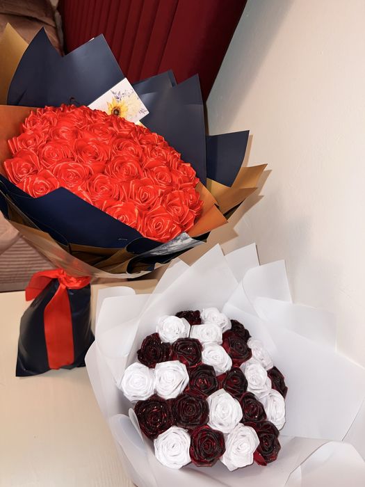 Букеты из ленты на 8 марта отличный подарок