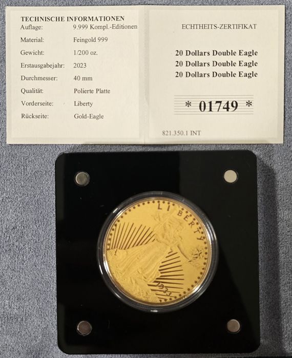 20 Dollars Double Eagle – Златна монета 999 (1/200 oz) 2023 | COPY
