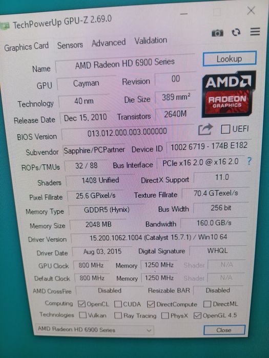 Vând placa video amd Radeon 6950 2gb 256 biti