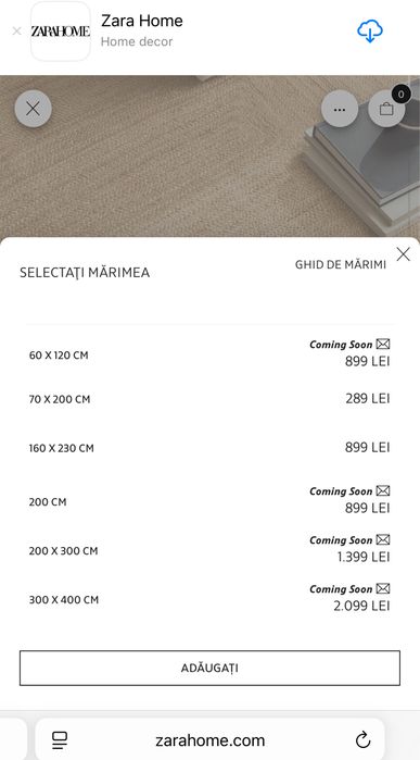 Covor Nou Iuta Zara Home 300 x 400 – 100% iută, nou, cu eticheta originala