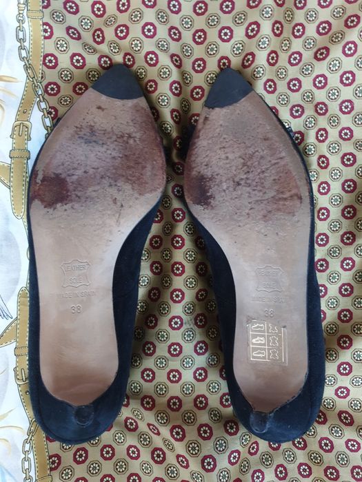 Pantofi dama piele naturala intoarsa suede kitten heels