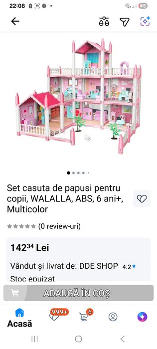 Casuta de păpuși pe 3 nivele, 6 ani+