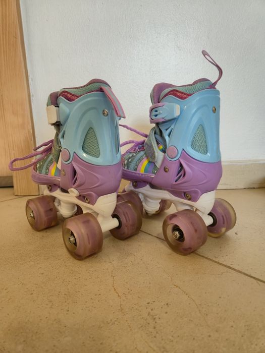 Patine cu rotile copii, stare foarte bună, roz-mov