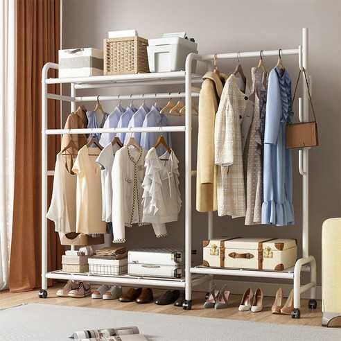 Вешалка для одежды с роликами, прочная, большая вместимость, вешалка