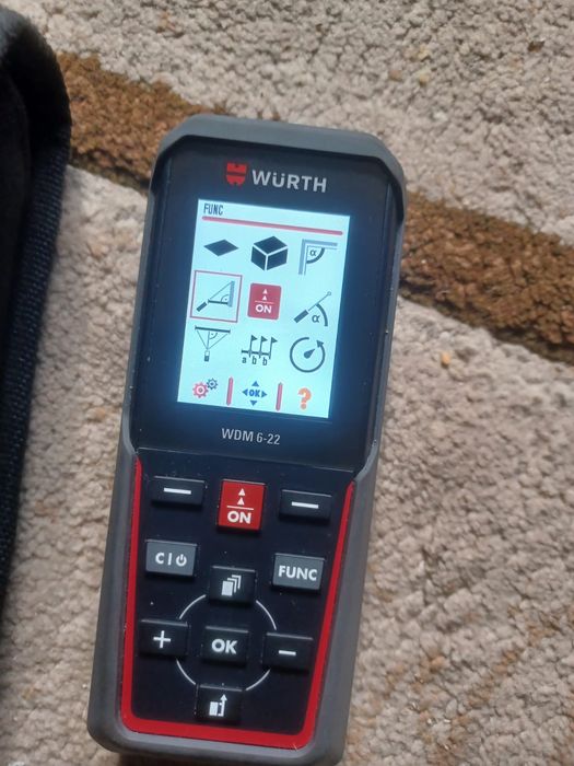 Telemetru cu laser Wurth WDM 6-22, cu domeniu de măsurare de până la 150 m.clasa de protecție IP 54 rezista la praf și stropi de apă Dispozitiv compac