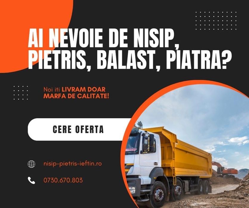 Nisip,balast pietris 1 mc - 27mc(BRAGADIRU,DOMNESTI,CLINCENI