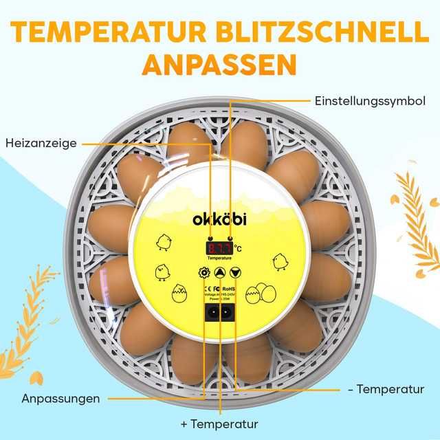 Автоматичен инкубатор за яйца 12 яйца