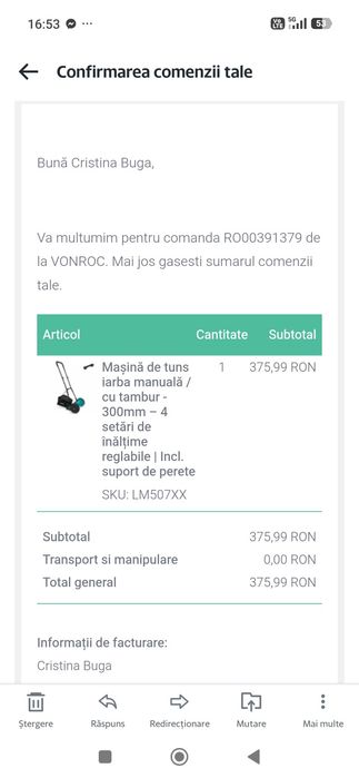 Mașină manuală de tuns iarba VONROC – 140