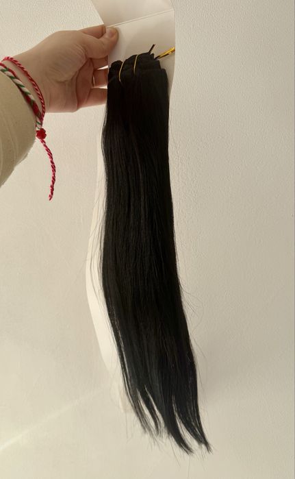 100% Естествена права коса 45см - 70 грама , 7 реда Клипс - Remy