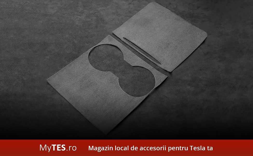 Protectie piele intoarsa consola centrala (negru/gri) Tesla Model 3/Y