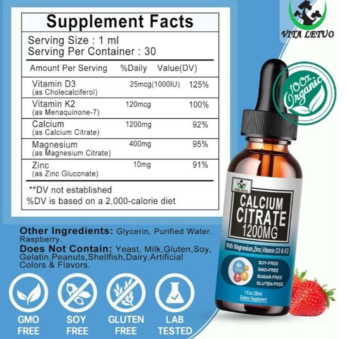 Calcium citrate kompleks, zinc magniy d3 k2 1200 mg, кальций цитрат