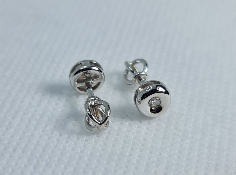 Cercei handmade aur alb 14k cu diamante naturale