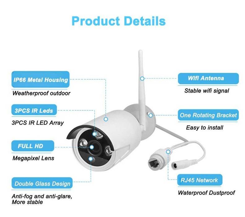 ОХРАНИТЕЛНА система -4 канална WiFi NVR + 4 IP Wireless камери