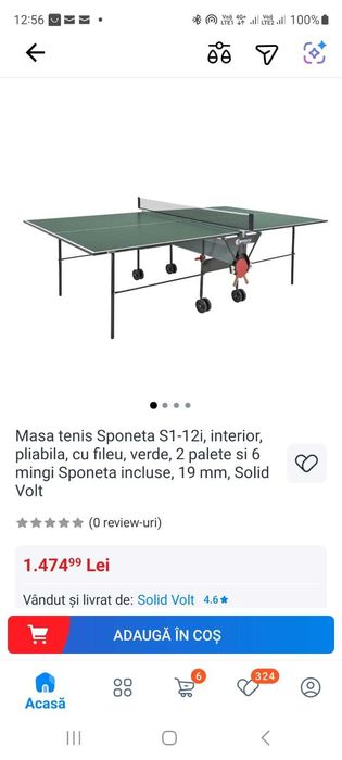 Masa Ping Pong tenis de masa, Sponeta S 1-12, INTERIOR, 274x152 cm