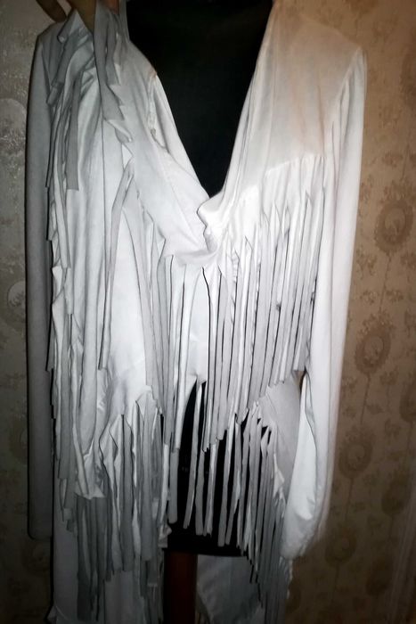 Cartigan texan cu franjuri gri perlat, deosebit