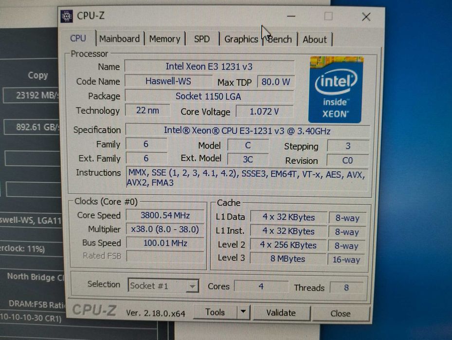 Procesor Intel Xeon socket 1150 E3 1231 v3 (echivalent i7 4770)