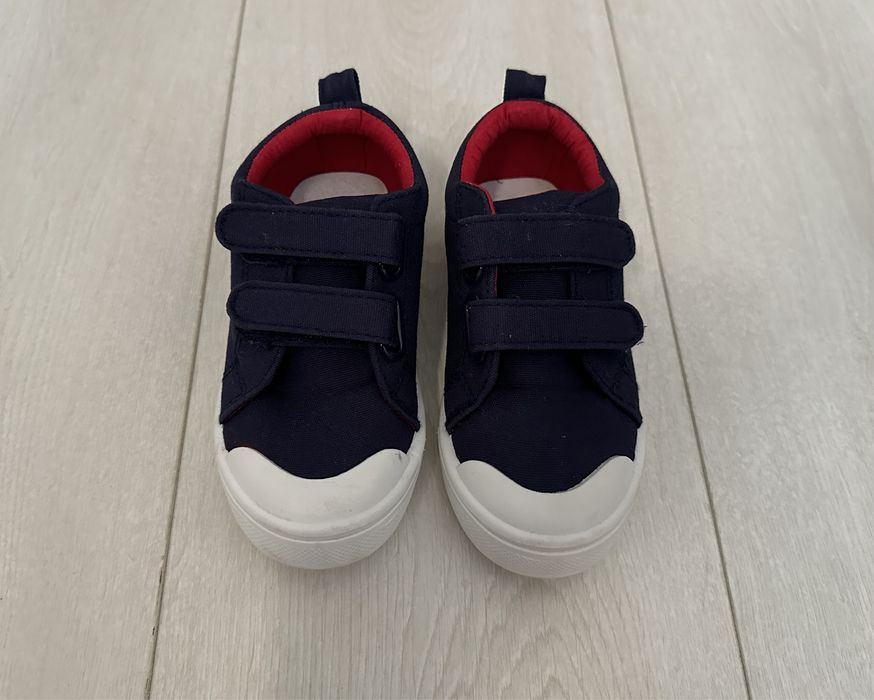 Teniși din bumbac, branț din piele, albaștri, Sinsay, mărimea 25, Noi