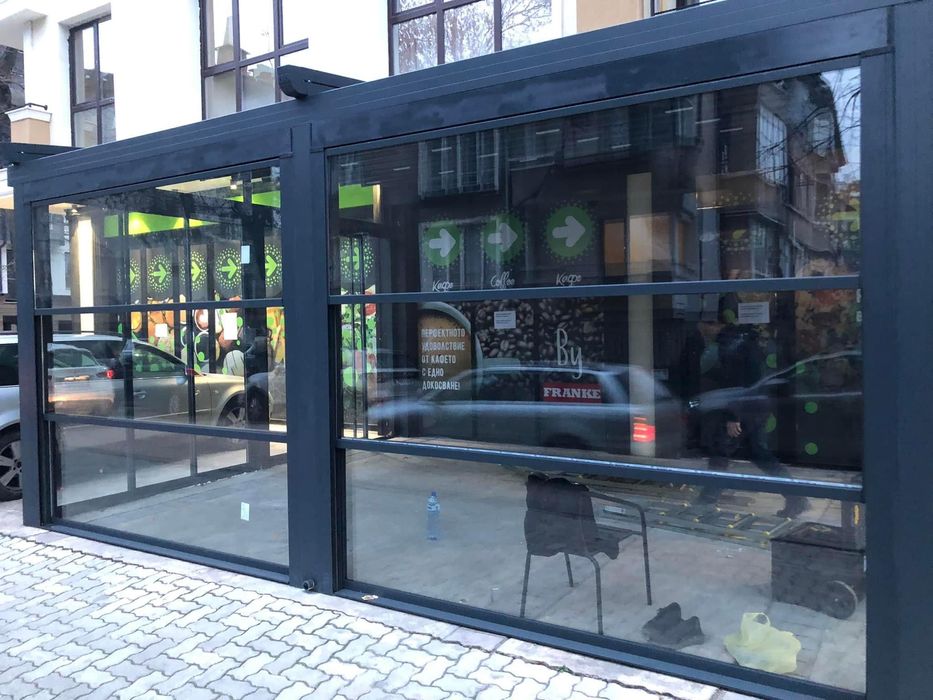 Пергола, биоклиматична пергола, стъклени тавани,гилотинно остъкляване