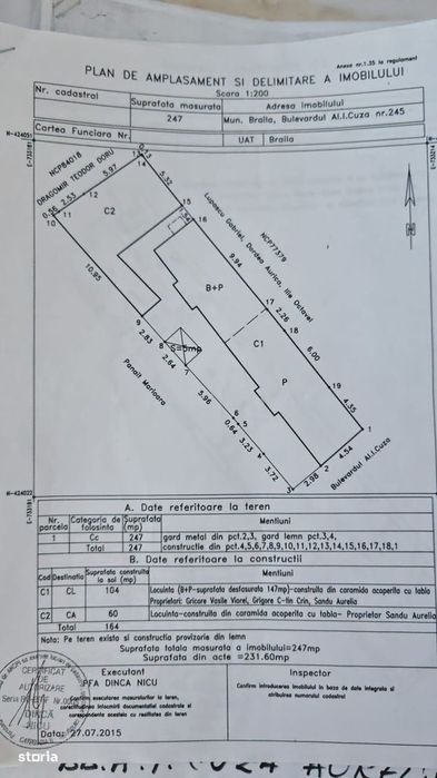 Vând casă zona centrală - Braila (se acceptă plata în rate cu avans )