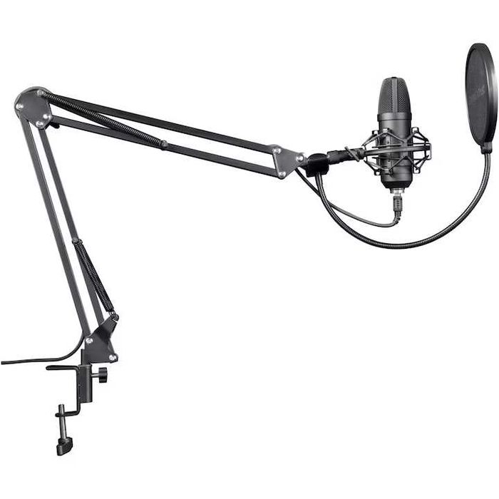 Microfon stand Trust Emita Plus GXT252, cardioid, ajustabil, pentru Streaming, Podcast, Youtube, negru