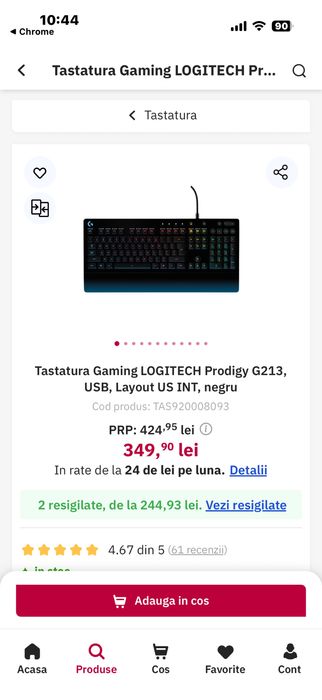 Tastatura gaming logitech G213 Prodigy