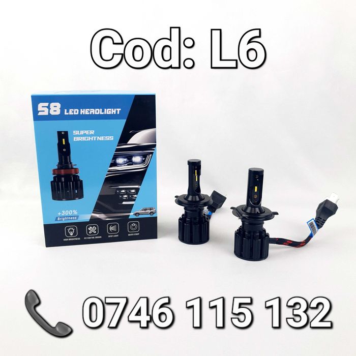 Faza Lunga-Scurta-BEC LED H4-20000Lm-6500K-Aluminiu-Nou-MULTIMARCA--L6