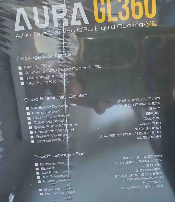 Жидкостное охлаждение процессора GAMDIAS Aura GLV2 360