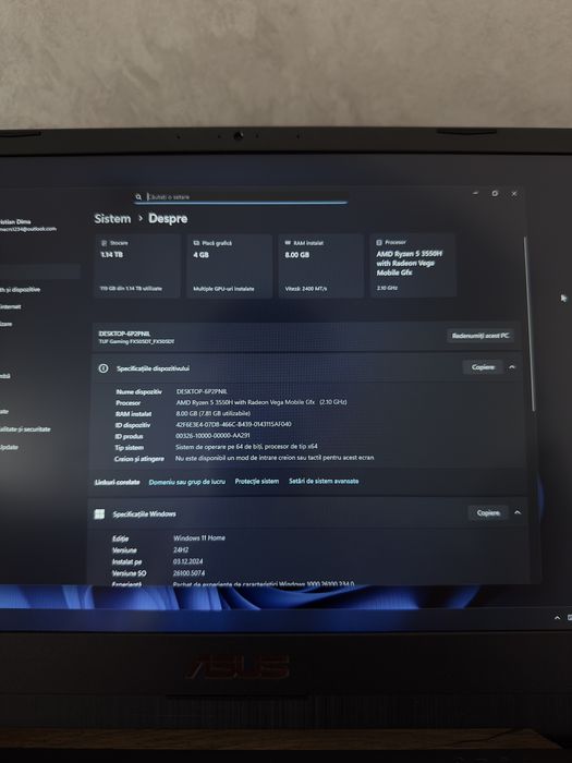 ASUS Gaming Ryzen 5 GTX 1650 SSD+HDD 8GB RAM