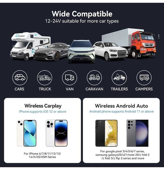 Мултимедия за автомобил Android CarPlay H605D-DVR, iOS Auto, 2 камери, Безжична връзка, FHD, IPS