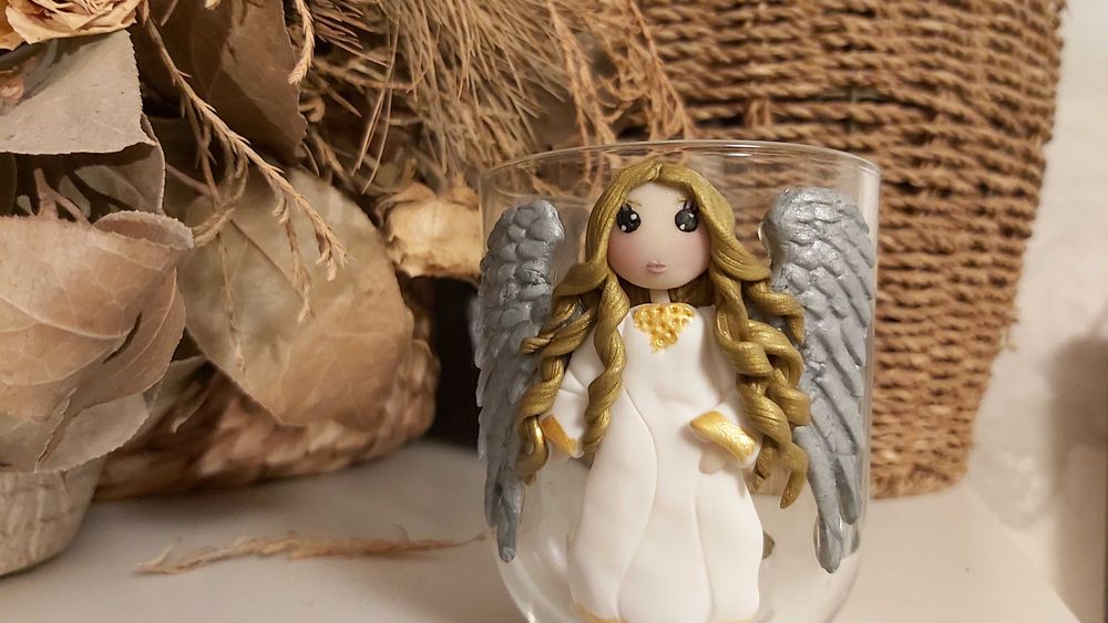 Candela de Paste cu inger cadou pentru profesori, bunici, sotie/iubita