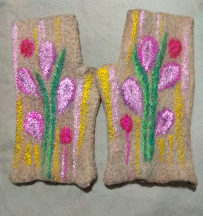 Митенки из натуральной верблюжьей шерсти и шерсти мериноса.