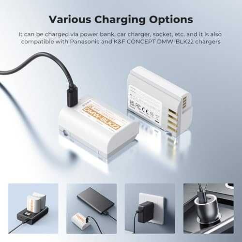 Нови DMW-BLK22 2 броя батерии USB-C 2520mAh Panasonic Lumix фотоапарат