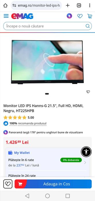 Monitor portabil touchscreen Hannspree Ht225 HPB