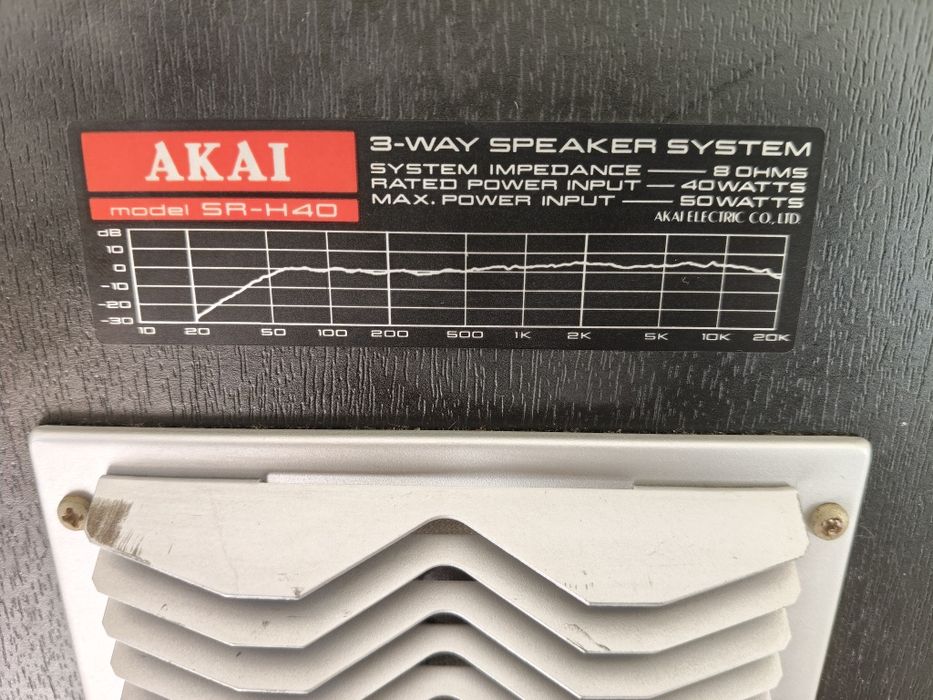 Akai SR H 40 boxe 3 cai,compresie, 2x50W, 8 ohmi, perfect funcționale