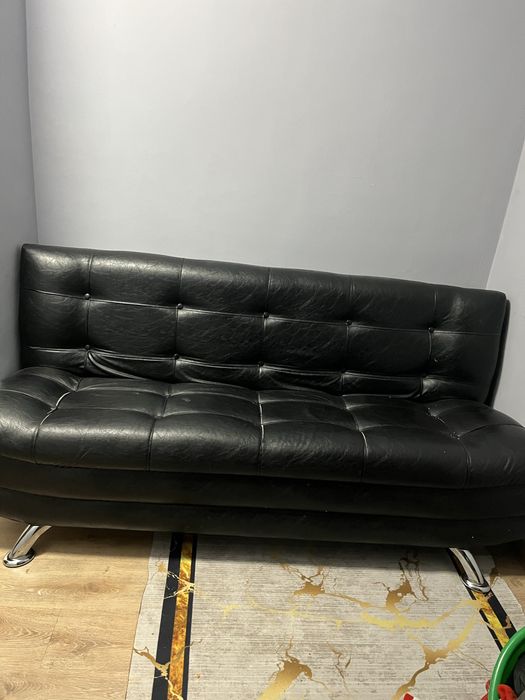 Диван экокожа черный